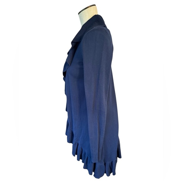 Lilly Pulitzer Navy Blue Cascade Open Front Shirley Ruffle Knit Cardigan Sz M - Picture 3 of 9
